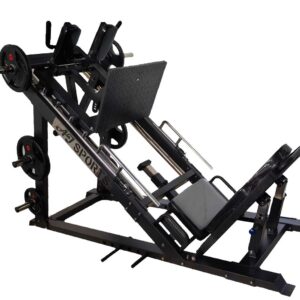 Leg press benen trainen zijaanzicht achter links
